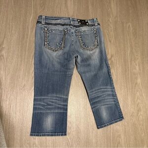MISS ME JE5408EC5 EASY CROP Stretch Jeans Embellished Pocket Bling  Size 32